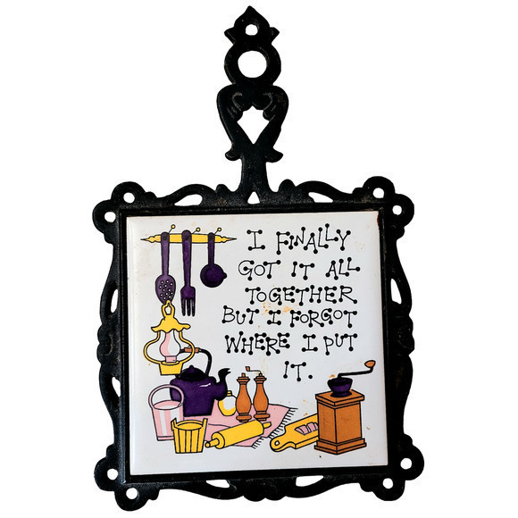 Vintage Tile and Iron with‎ Saying Raised Trivet Pot Stand Wall Kitchen Décor - Picture 1 of 9
